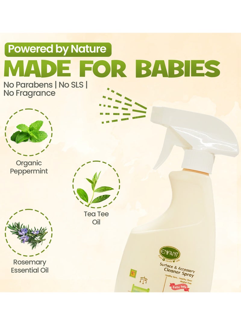 ENFANT Surface & Accessory Cleaner Spray Multi Surface Cleaner Spray 500ML For Toys, Nursery, High Chairs, Mats, Cribs, Windows And More Healthy Care, Healthy Clean With Your Smart Selection Of 100% Essential Oil Blends From Rosemary And Tea Tree Include Certificated Organic - Image 3